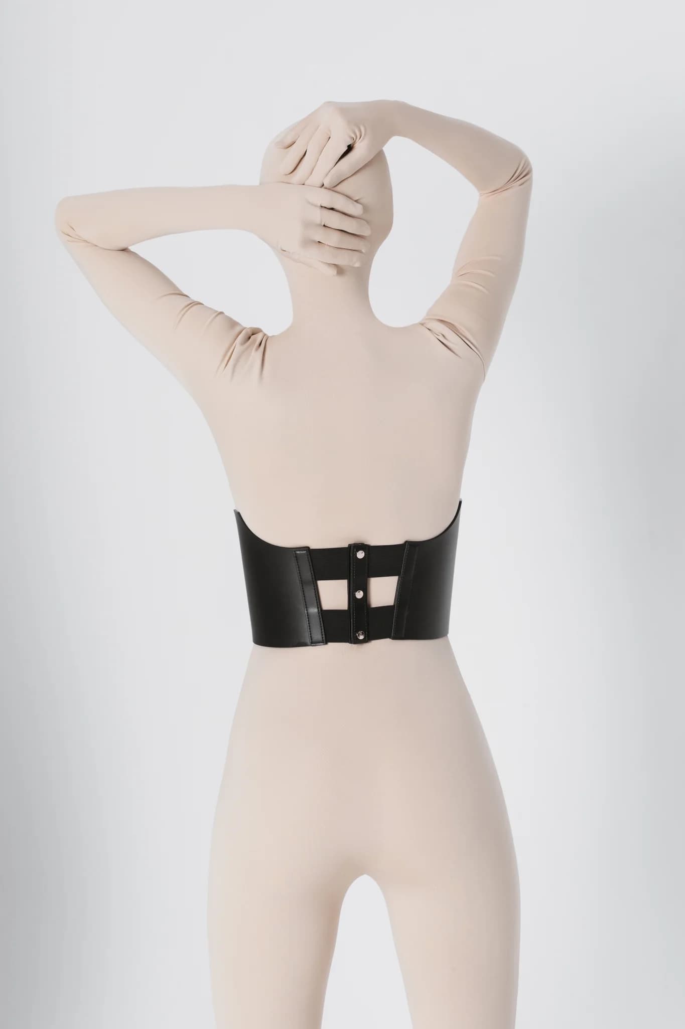 Черен кожен корсет Corset 9 с цип | Материал: 100% естествена кожа, Дължина 85см