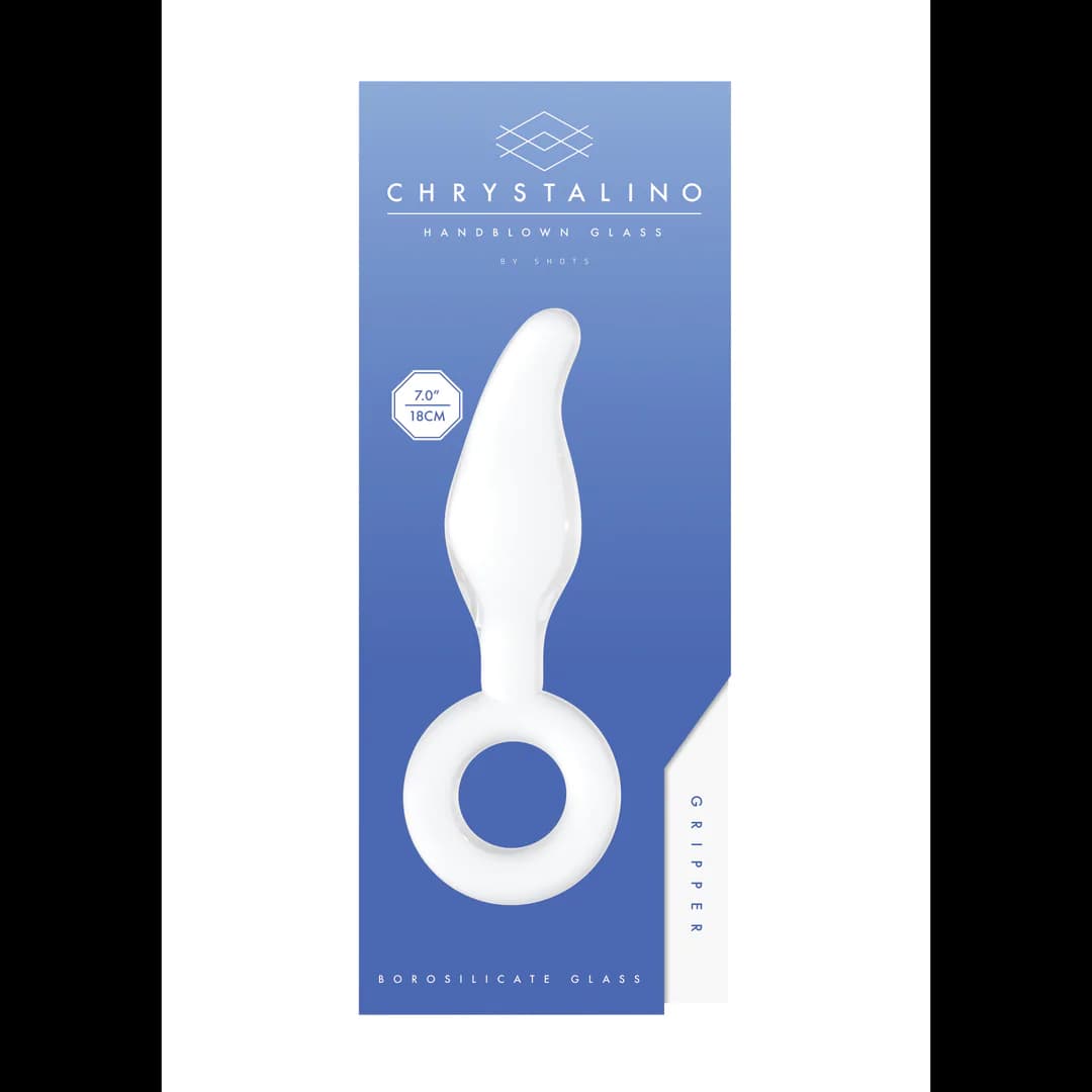 Chrystalino стъклено дилдо с ринг Gripper