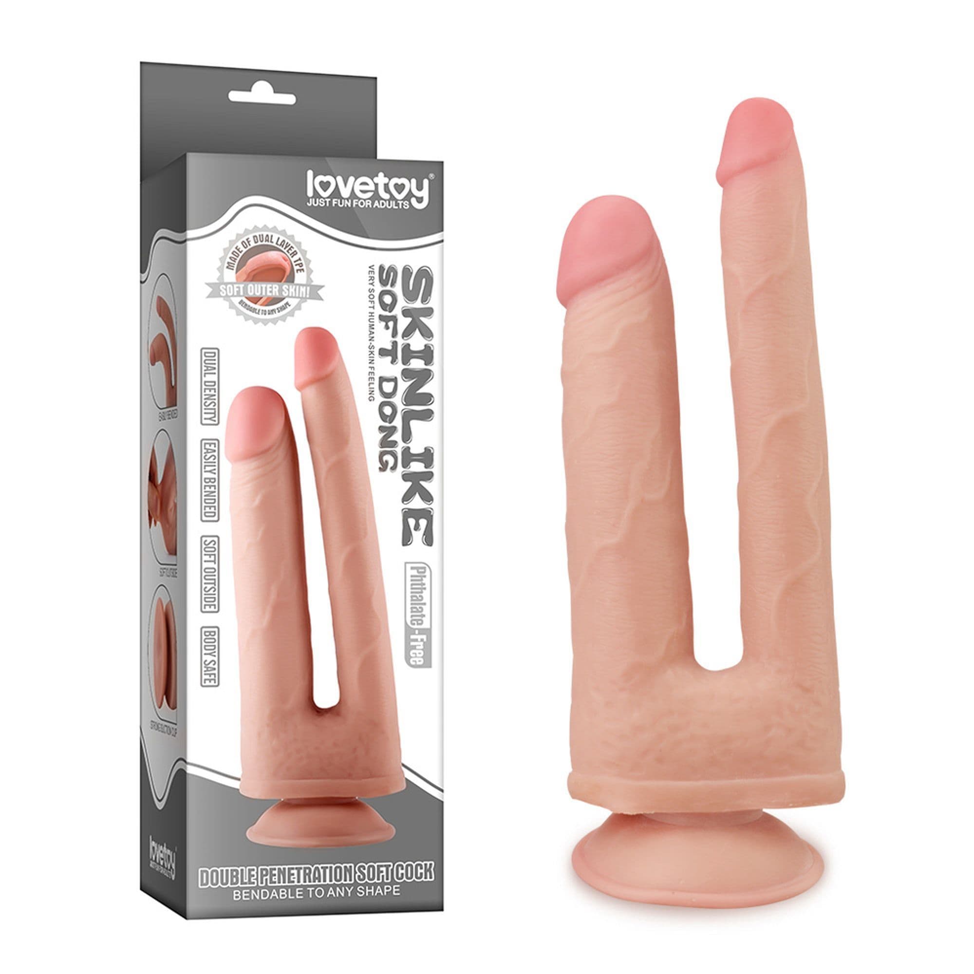 LoveToy Двойно Дилдо 23 см от Кибер Кожа — 1/5