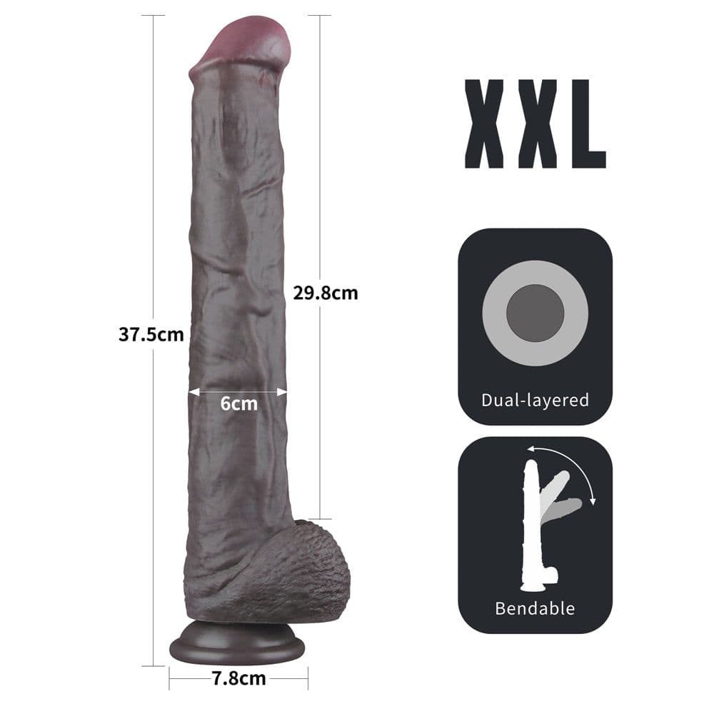 LoveToy Кафяво Дилдо 37.5 см XXL Supreme — 1/2